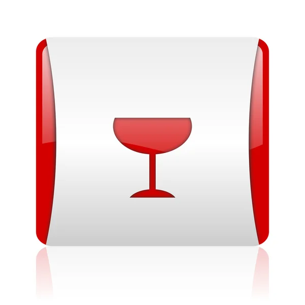 Glass red and white square web glossy icon — Stock Photo, Image