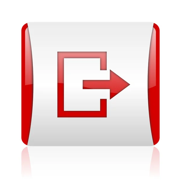 Exit red and white square web glossy icon — Stock Photo, Image
