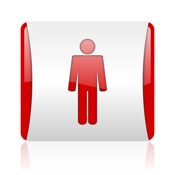 Homem vermelho e branco quadrado web ícone brilhante — Fotografia de Stock