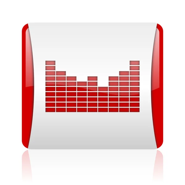 Sound red and white square web glossy icon — Stock Photo, Image