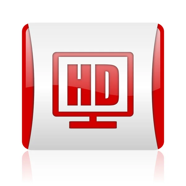 HD display rode en witte vierkant web glanzende pictogram — Stockfoto