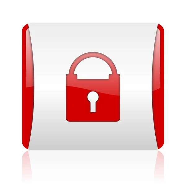 Protect red and white square web glossy icon — Stock Photo, Image