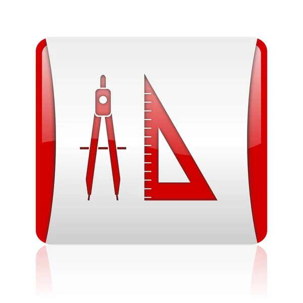 E-learning rojo y blanco cuadrado web icono brillante — Foto de Stock
