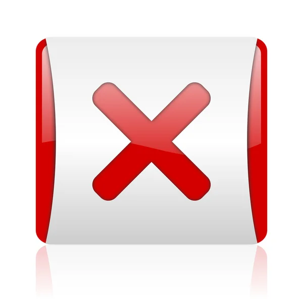 Cancel red and white square web glossy icon — Stock Photo, Image