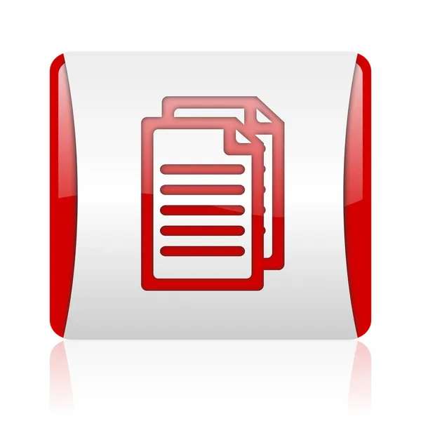 Document red and white square web glossy icon — Stock Photo, Image