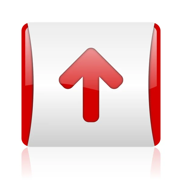 Arrow up red and white square web glossy icon — Stock Photo, Image