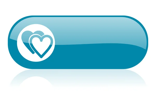 Miłość niebieski WWW błyszczący ikona — Zdjęcie stockowe