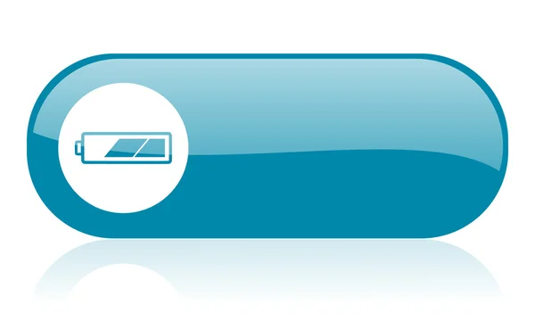 Niebieski WWW błyszczący ikona baterii — Zdjęcie stockowe