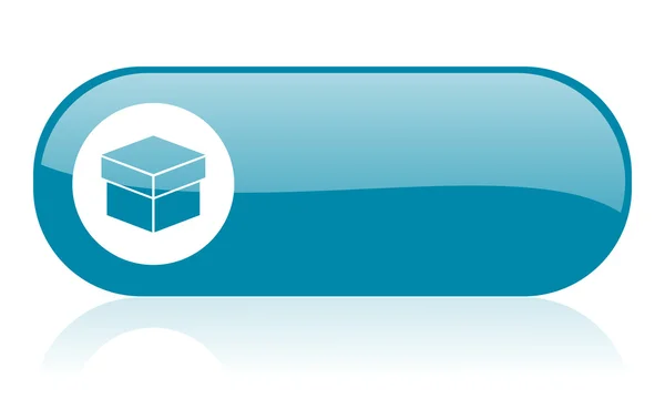 Caixa azul ícone brilhante web — Fotografia de Stock