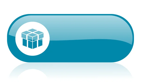 Box blue web glossy icon — Stock Photo, Image