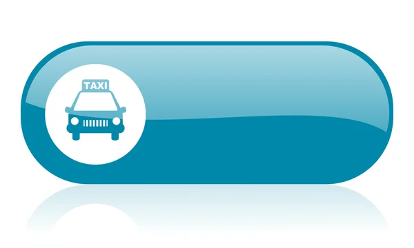 Taxi azul web brillante icono — Foto de Stock