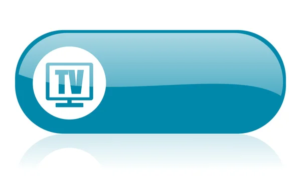 TV blue web glossy icon — стоковое фото