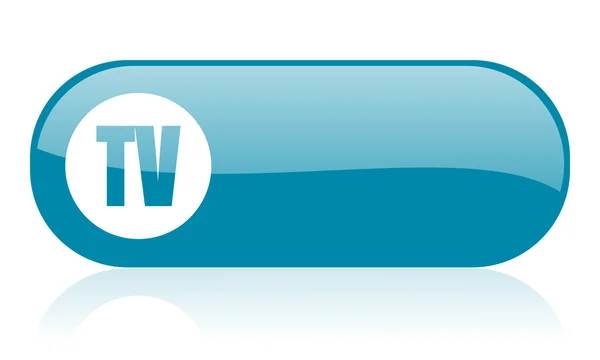 TV blue web glossy icon — стоковое фото