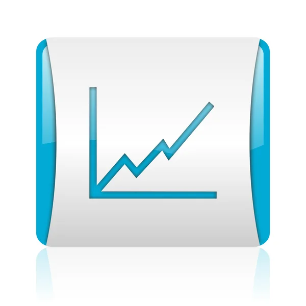 Gráfico azul e branco quadrado web ícone brilhante — Fotografia de Stock