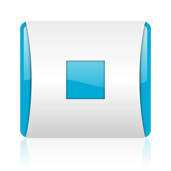 Stopp blau-weiße quadratische Web-Hochglanz-Symbol — Stockfoto