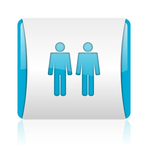 Couple blue and white square web glossy icon — Stock Photo, Image