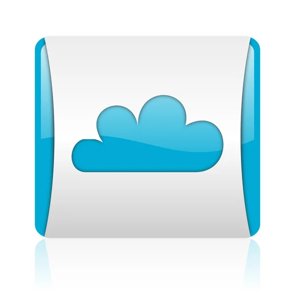 Previsão meteorológica azul e branco quadrado web ícone brilhante — Fotografia de Stock