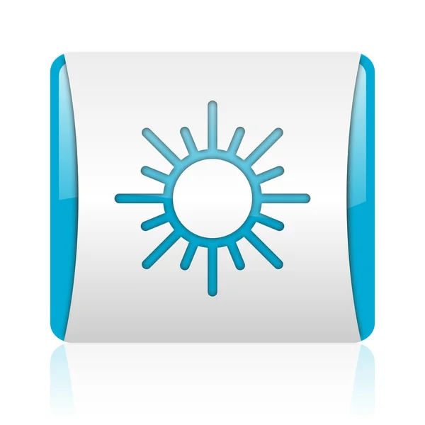 Sun blue and white square web glossy icon — Stock Photo, Image