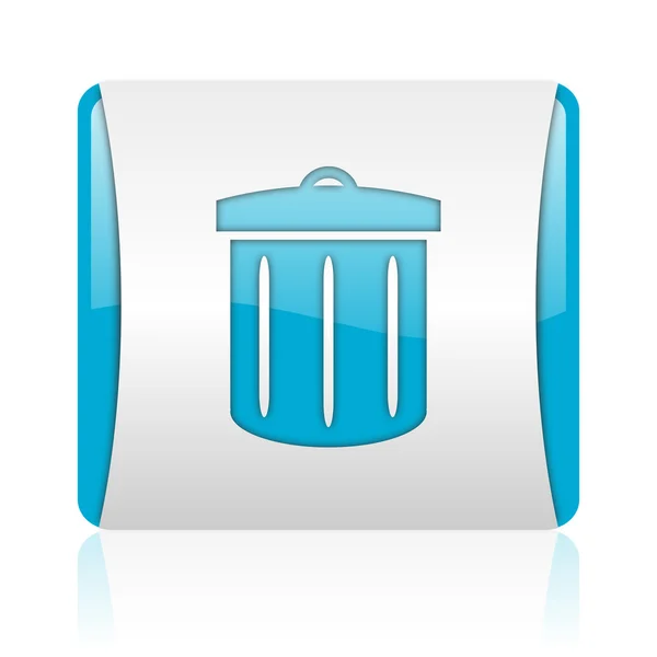 Niebieski i biały kwadrat WWW błyszczący ikona recyklingu — Zdjęcie stockowe