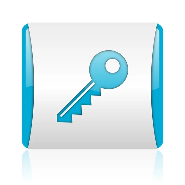 Schlüssel blau und weiß quadratische Web-Hochglanz-Symbol — Stockfoto