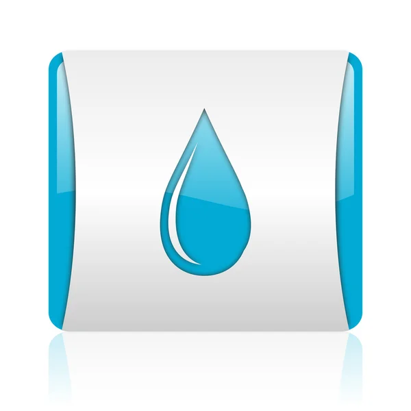 Waterdruppel blauw en wit vierkant web glanzende pictogram — Stockfoto