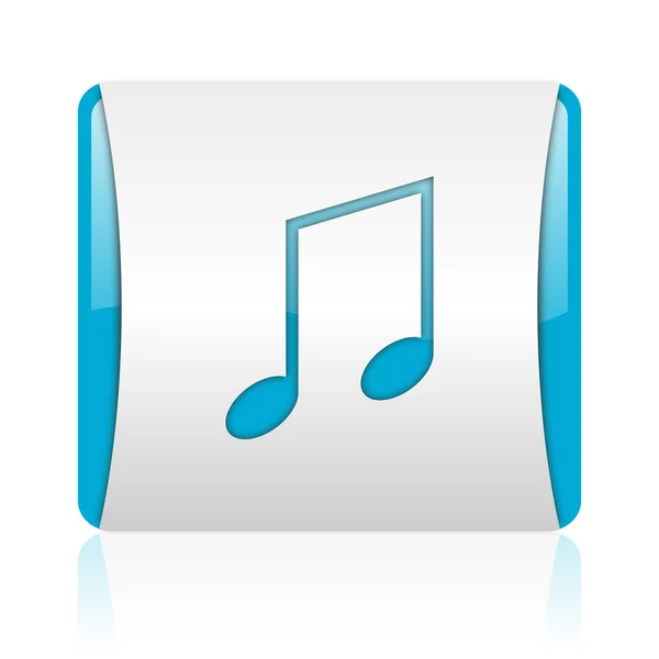 音楽青と白の正方形の web 光沢のあるアイコン — ストック写真