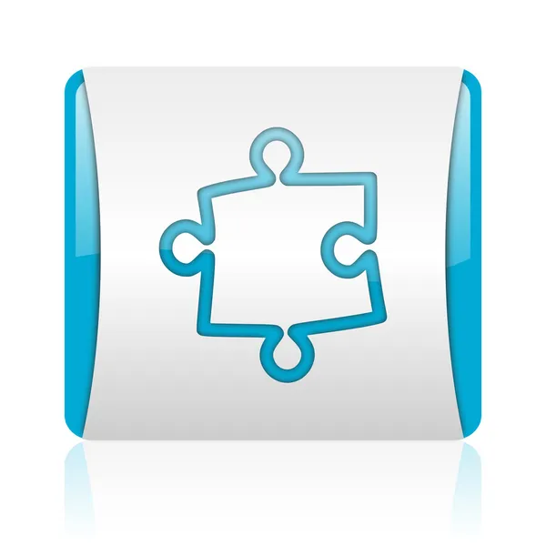 Puzzle blau-weiße quadratische Web-Hochglanz-Symbol — Stockfoto