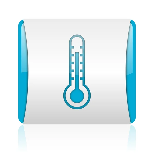Termometer biru dan putih persegi web ikon mengkilap — Stok Foto