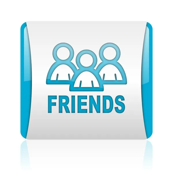 Vrienden blauw en wit vierkant web glanzende pictogram — Stockfoto