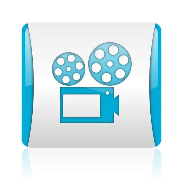 Kino modrá a bílá čtverec lesklý ikona webové — Stock fotografie