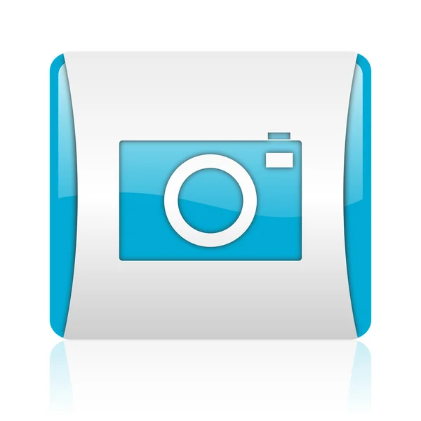 Camera blue and white square web glossy icon — Stock Photo, Image