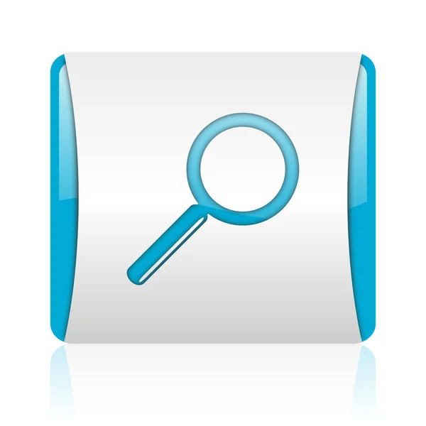 Search blue and white square web glossy icon — Stock Photo, Image