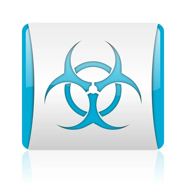Virus blu e bianco quadrato web icona lucida — Foto Stock