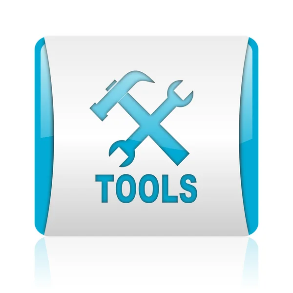 Tools blue and white square web glossy icon — Stock Photo, Image