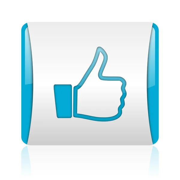 Thumb up blue and white square web glossy icon — Stock Photo, Image
