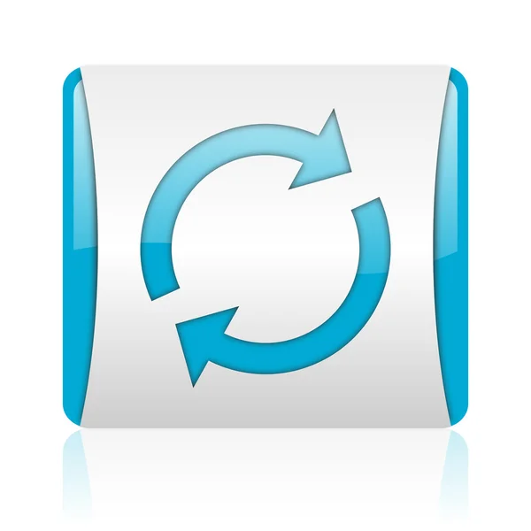 Reload blue and white square web glossy icon — стоковое фото