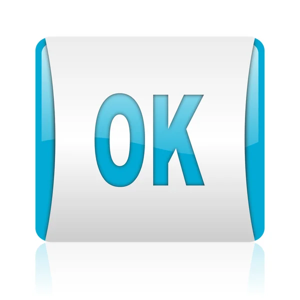 Ok blue and white square web glossy icon — Stock Photo, Image