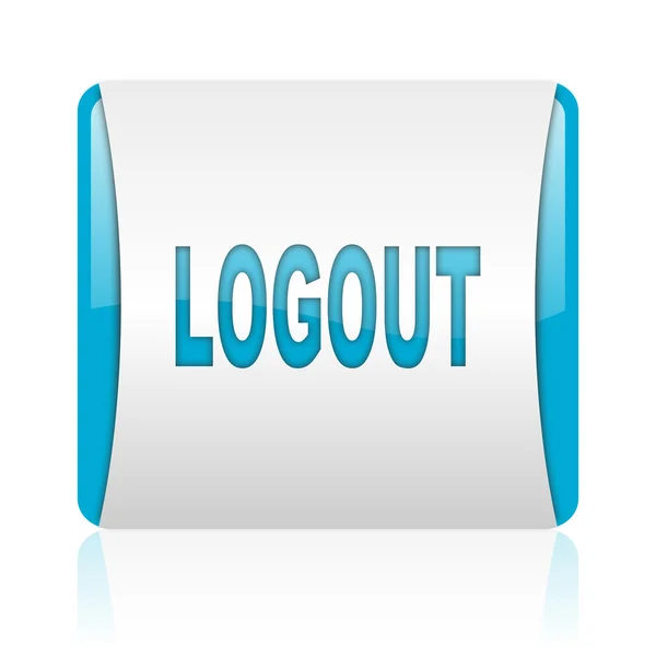 Logout blaues und weißes quadratisches Web-Hochglanz-Symbol — Stockfoto