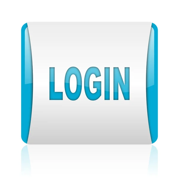 Login blue and white square web glossy icon — Stock Photo, Image