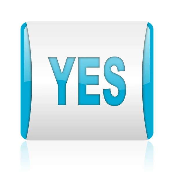 Yes blue and white square web glossy icon — Stock Photo, Image