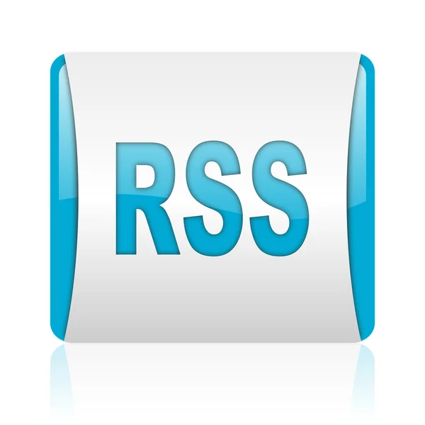 Rss blue and white square web glossy icon — Stock Photo, Image