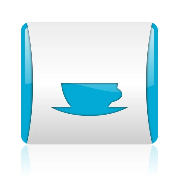 Coffee cup blue and white square web glossy icon — Stock Photo, Image