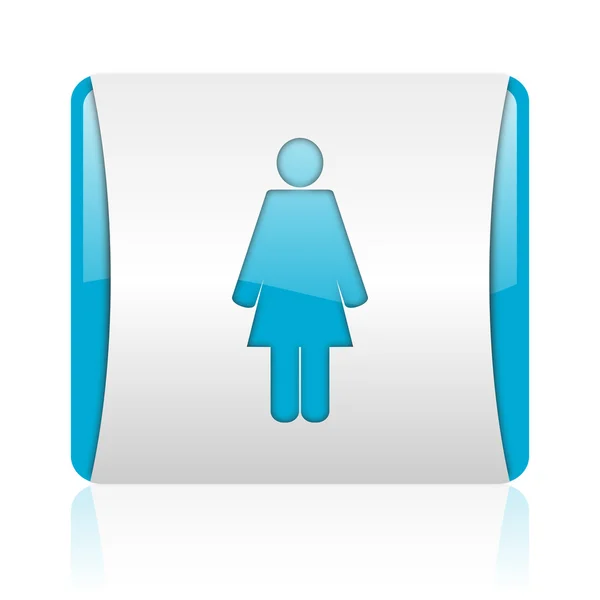 Woman blue and white square web glossy icon — Stock Photo, Image