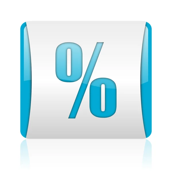 Prozent blau-weiße quadratische Web-Hochglanz-Symbol — Stockfoto
