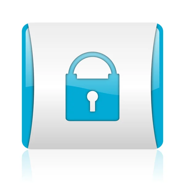 Protect blue and white square web glossy icon — Stock Photo, Image