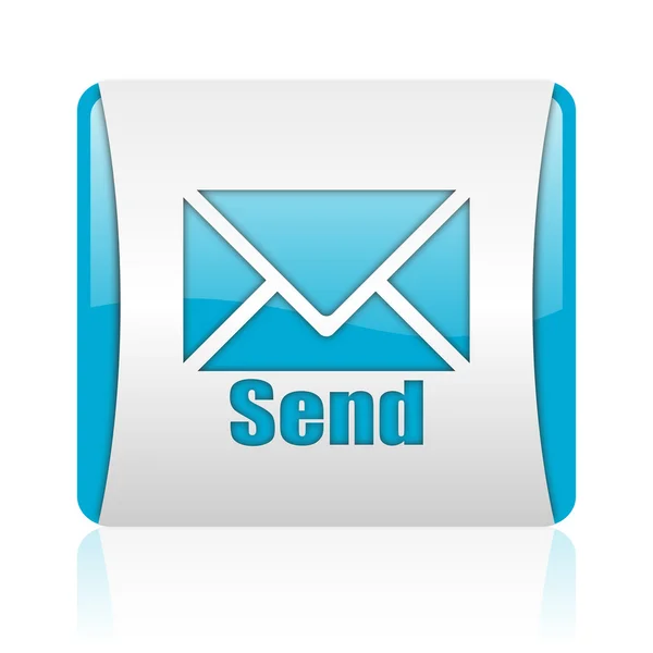 Send blue and white square web glossy icon — Stock Photo, Image