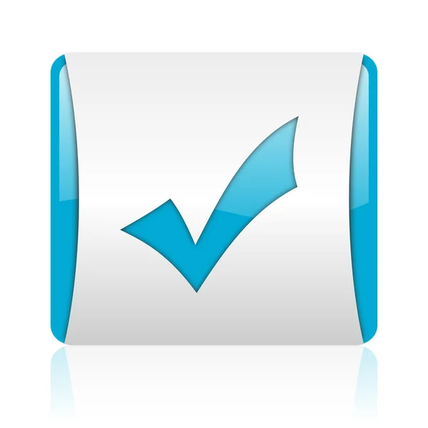 Acceptera blå och vita kvadratiska web blanka ikonen — Stockfoto