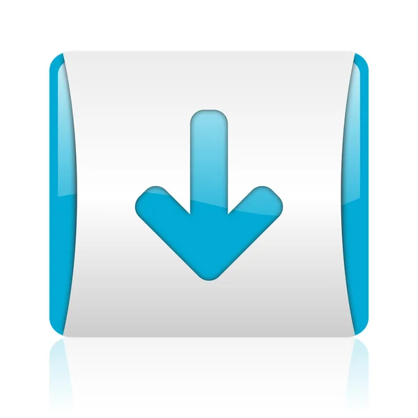 Telefone azul e branco quadrado web ícone brilhante — Fotografia de Stock