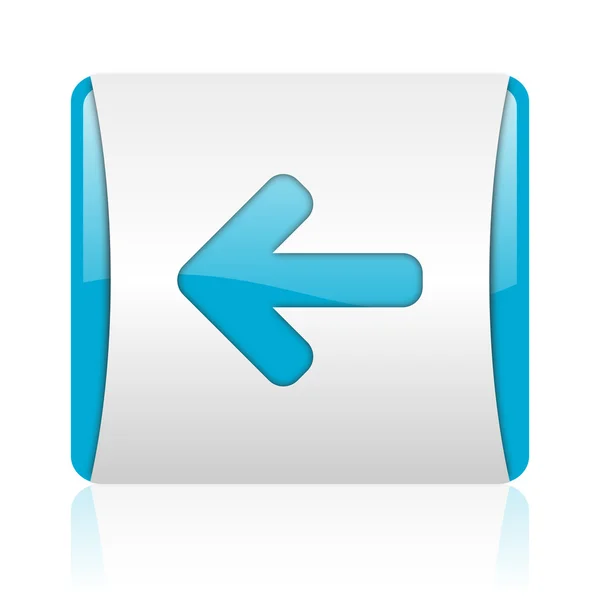 Freccia sinistra blu e bianco quadrato web icona lucida — Foto Stock