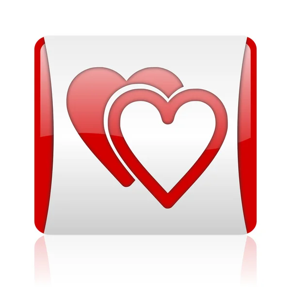 Love red and white square web glossy icon — Stock Photo, Image